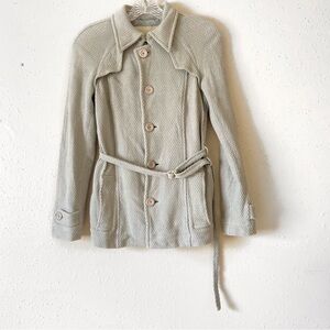 Herno collared knit textured button jacket